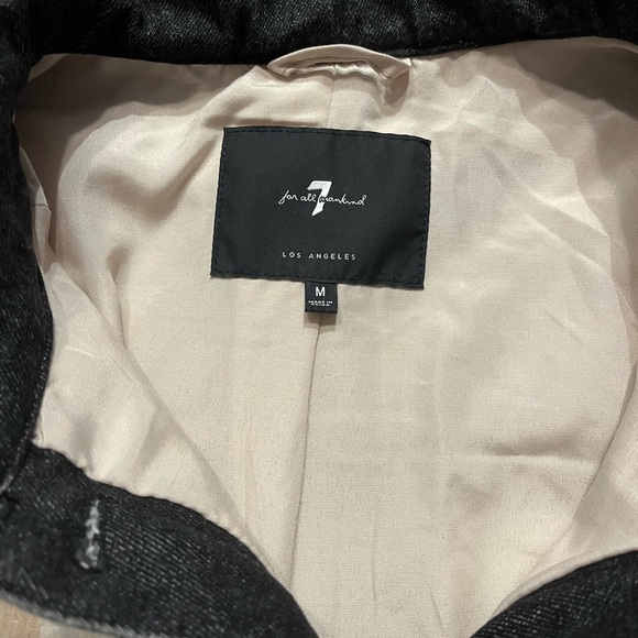 7 For All Mankind Cropped Plaid Denim Jacket Size Medium - Picture 2 of 3